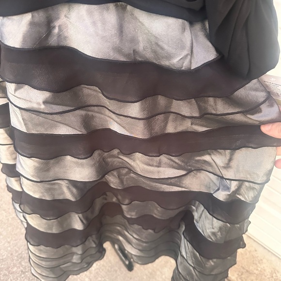 S.L. Fashions Elegant Black and Silver Tiered Taffeta Dress size 18W. - Picture 5 of 9